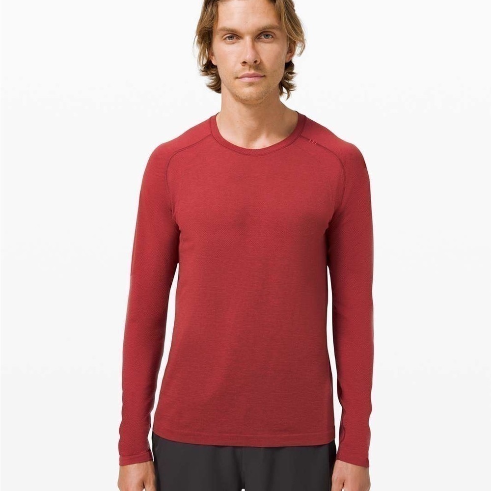 Lululemon MENS LARGE METAL VENT TECH LONG SLEEVE SHIRT TOP RED